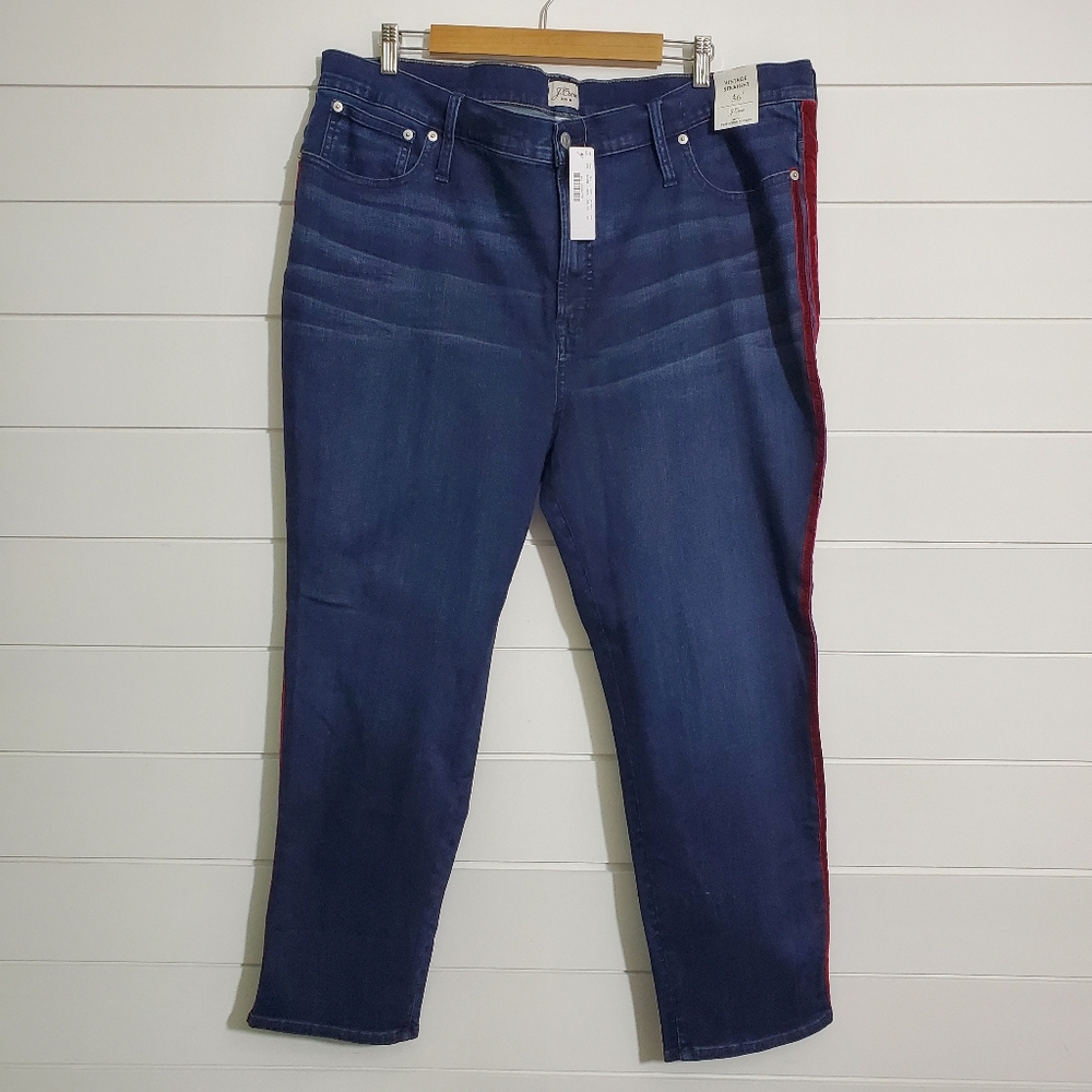 J Crew Vintage Straight Leg Jeans‎ With Velvet Stripe Denim 36 Women